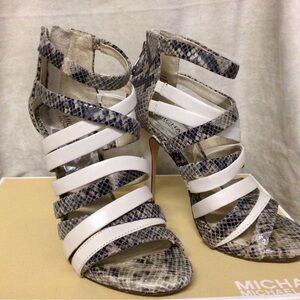 Like-New Michael Kors Sexy Ankle-high Snakeskin-Strappy Stilettos